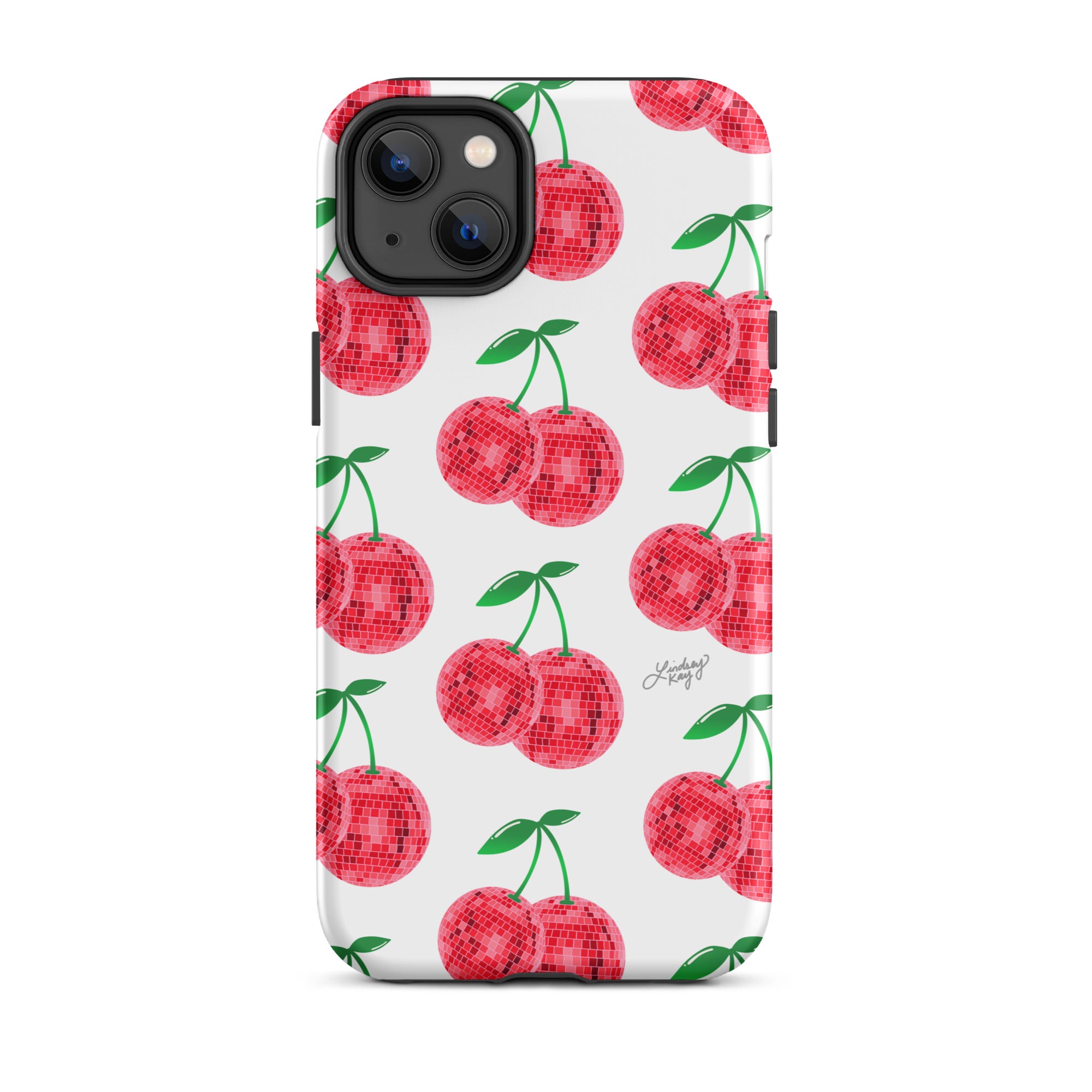 Patrón de cerezas disco rojas - Funda resistente para iPhone®